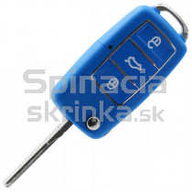 Obal kľúča, holokľúč pre Škoda Fabia II, trojtlačítkový, modrý
