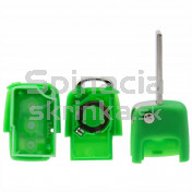 Obal kľúča, holokľúč pre Škoda Roomster, trojtlačítkový, zelený b