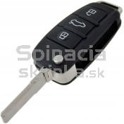 Obal kľúča, holokľúč pre Audi A3 S3 3-tlačítkový, čierny s elektronikou 12-17